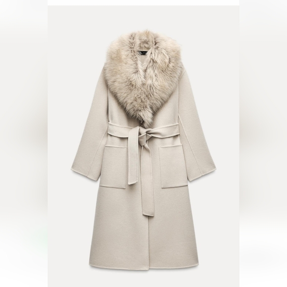 BNWT! Zara Faux fur wool blend coat zw collection - Picture 1 of 15